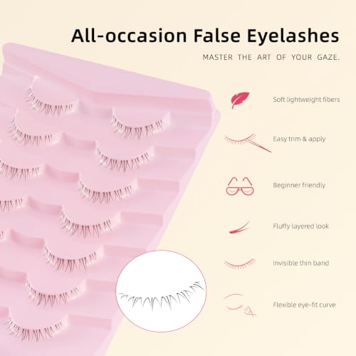 Vegan False Eyelashes 7 Pairs - Natural Wispy Flared Lashes