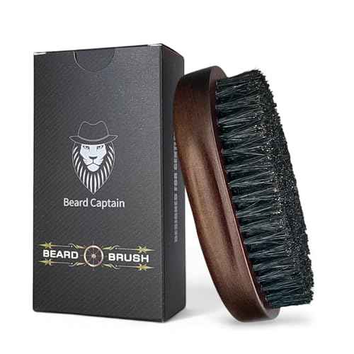 100% Boar Bristle Beard Brush for Man ? Retro Wooden Handle, Promotes Beards Growth & Softens, Travel Size