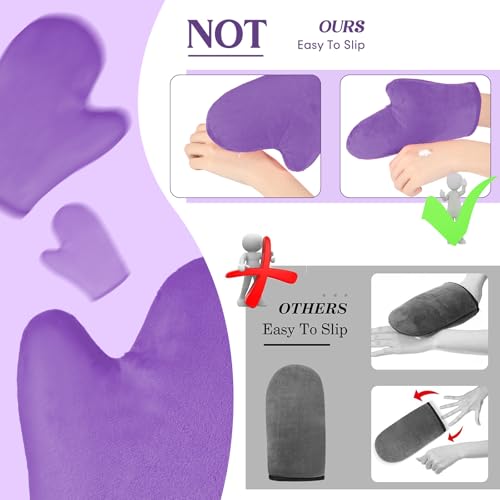 SATINIOR Reusable Self Tanning Mitt Applicator 4 Pack - Velvet Tanning Gloves