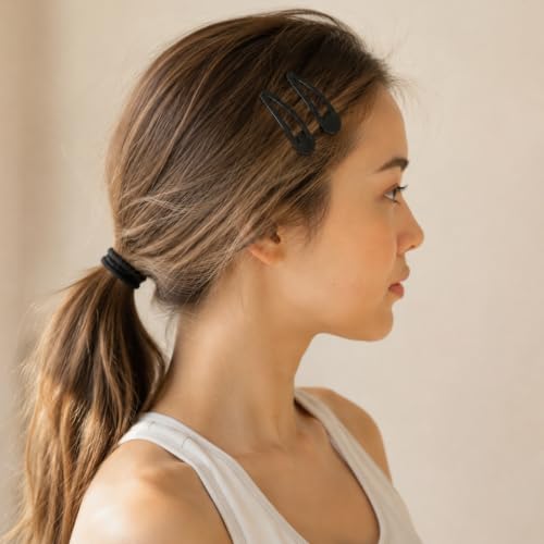 Black 2 Inch Hair Barrettes - 40 Pack Women & Girls Snap Hair Clips - Versatile & Strong Hold - Variation: Black
