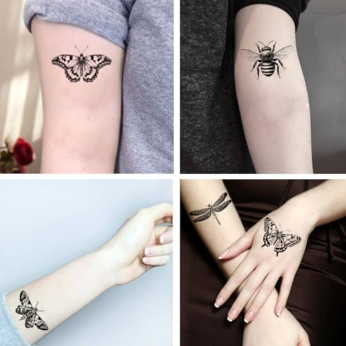 6 Sheet Dragonfly & Moth Temporary Tattoos