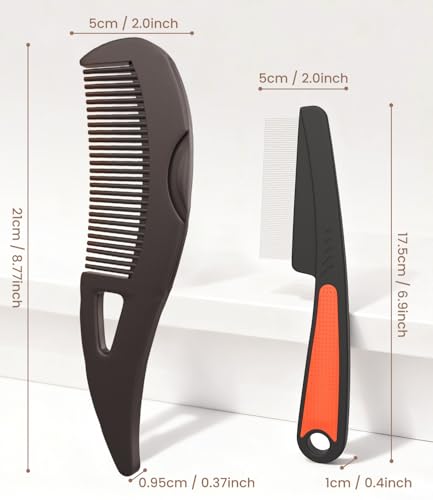 Dandruff Comb 2-Pack – 0.5mm & 2mm Stainless Steel Self-Cleaning Tool