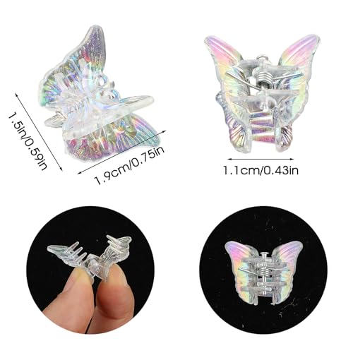 12Pcs Colorful Butterfly Hair Clips for Girls & Women - Non-Slip Tiny Claw Accessories