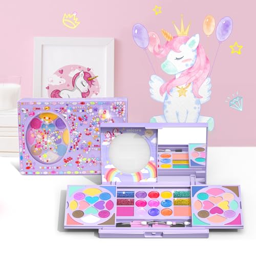 Kids Makeup Kit for Girls Washable Cosmetic Set with 36 Eyeshadows & Lip Glosses
