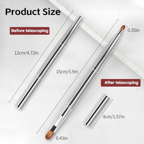 Silver Dual-Ended Retractable Lip Brush with Protective Cap