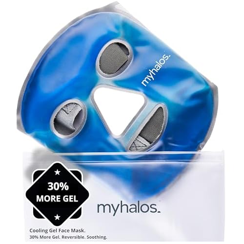 MyHalos¢ç Ice Face Mask - Frozen Face Mask for Pain Relief, Migraine & Wisdom Tooth Surgery - Our Cooling Face Mask for Swelling, Puffiness & Stress Relief - Hot or Cold Gel Face Mask Cold Pack