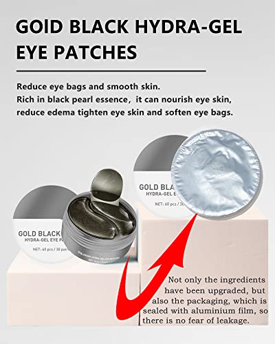 Under Eye Patches (60Pcs) - Upgraded Eye Mask Black Pearl & Collagen, Eye Treatment Mask, Under Eye Bag Treatment, Eye Mask for Puffy Eyes, Anti-Aging, Anti-Wrinkle, Fine Lines, Under eye Dark Circles