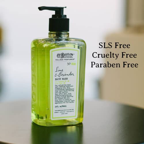 C.O. Bigelow Lime Coriander Hand Wash, Village Perfumer Liquid Hand Soap with Aloe Vera & B5, 10 Fl Oz