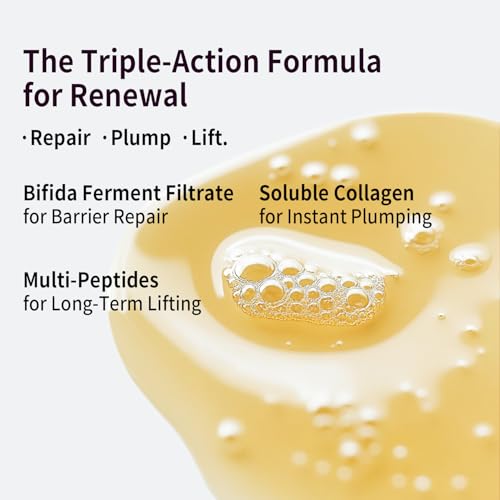 Peptides Serum for Face, Collagen Hydrating Face Serum for Women Anti Aging, Provide Fine Lines and Wrinkles Treatment, Bifida Barrier Repair with Vitamin b5, 1.01 Fl Oz