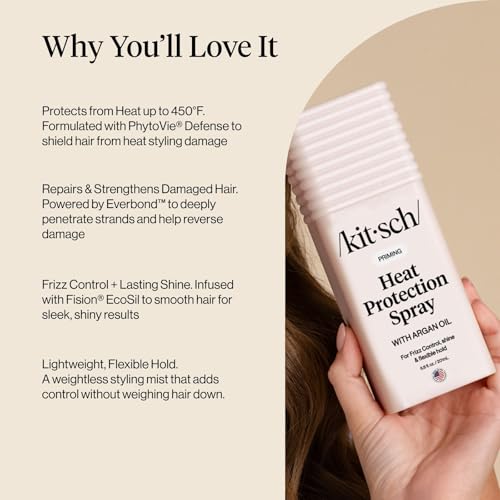 Kitsch Heat Protectant Spray with Argan Oil - 450°F Protection (6.8 oz)