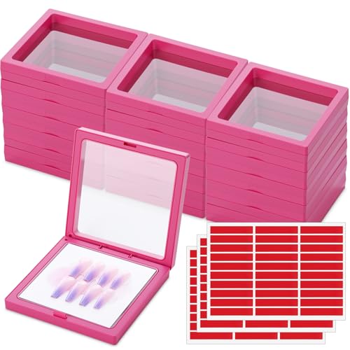 Meekoo Rose Red 30 Pcs Press-On Nail Packaging Box with Tapes & Display Cards