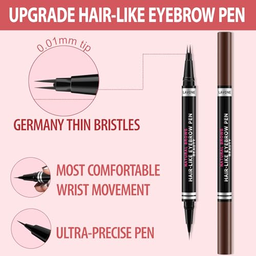LAVONE Waterproof 2-in-1 Eyebrow Pencil with Brush - Black