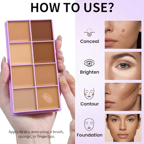 8 Shade Soft Matte Cream Concealer Palette - Waterproof Coverage for Dark Circles