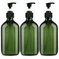 FOOCHY 500ml Green Plastic Pump Dispenser Bottles - 3 Pack, Travel & Household Use