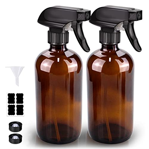 Bontip Amber Glass Spray Bottle Set, 16 oz (2-Pack)