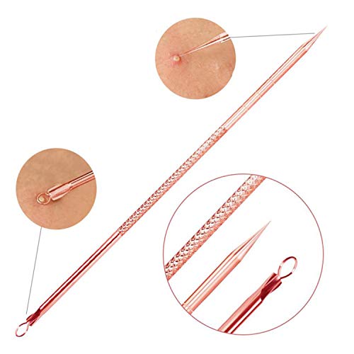 Blackhead Remover Pimple Extractor Kit for Acne & Blemish Treatment - Skin Care Tool with Case (Rose)