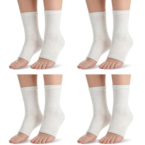 Shyyween Cotton Open-Toe Eczema Socks for Moisturizing Foot Therapy, 4-Pack