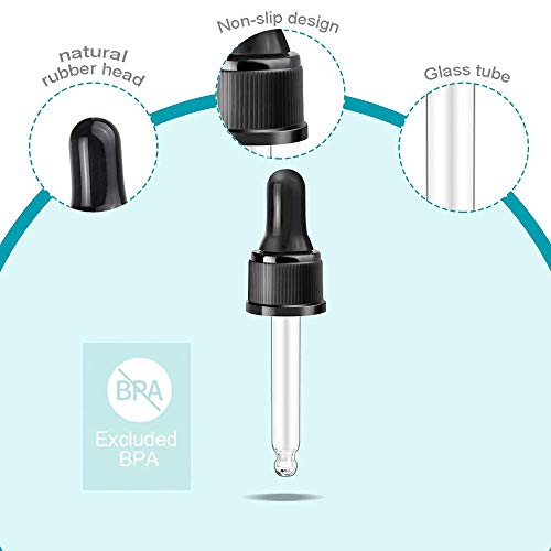 Essential Oil Droppers 15 Pack - 15ml Glass Eye Dropper Tops