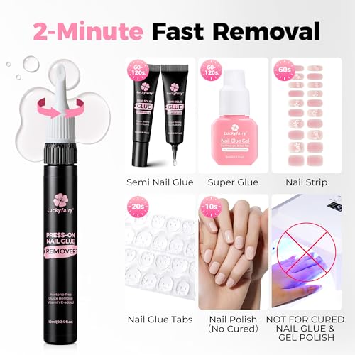 Luckyfairy Semi-Solid Nail Glue & Gentle Remover Set for Press-On Nails