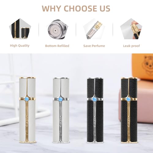 CF01WHG Leather Perfume Bottle 10ml ? Bottom-Fill Refillable Dispenser, Leak-Proof & Portable for Men & Women, Ideal for Travel, Gifting & Daily Use (CF01WHG)