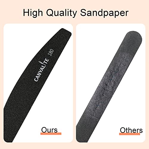 Canvalite 40 PCS Nail File 100/180 Grit Peel and Stick Nail Files Replaceable Emery Boards Reusable Nail File for Acrylic Nails Professional for DIY Salon Use