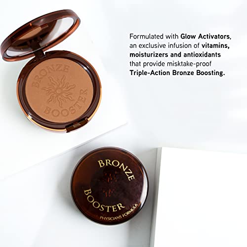 Physicians Formula Bronze Booster Pressed Contour Bronzer - Glow Activator Vitamin Infused Technology with a Natural Finish, Buildable Coverage, Cruelty-Free & Hypoallergenic - Medium-to-Dark