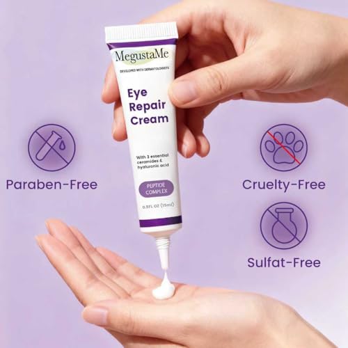 Peptide Complex Eye Cream, formulated with hyaluronic acid, ceramide, and niacinamide, targets dark circles and puffiness. Tested by ophthalmologists, 0.5 FL.OZ