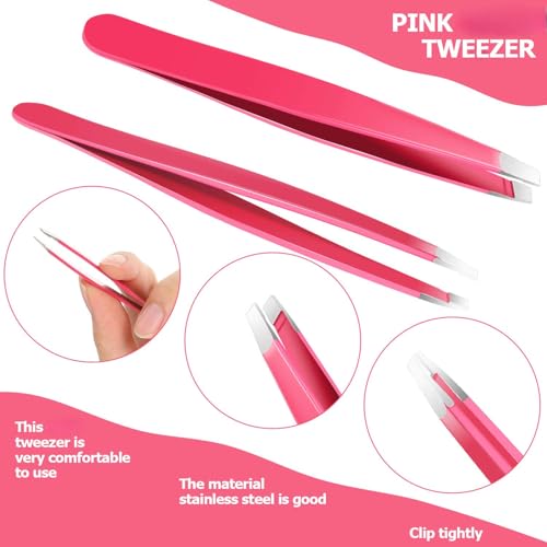 12 Pack Stainless Steel Eyebrow Tweezers Set for Facial Hair Grooming