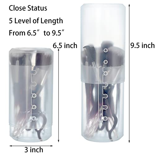 TOPZEA 4 Pack Retractable Makeup Brush Holders, Plastic Portable Cosmetic Organizer Travel Makeup Accessories Cups with Lid, Dust-proof Brushes Storage Case for Women, Make-up Artist