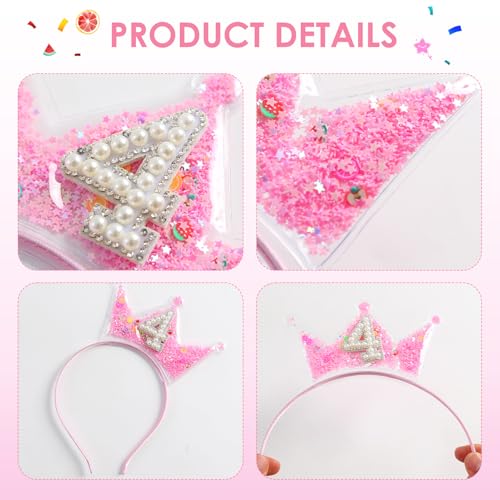 Fancheer Pink Birthday Crown Headband for Toddler Girls 2-8