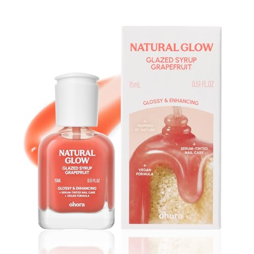 ohora 2-in-1 Sheer Nail Polish & Strengthener Grapefruit 15mL – Tinted Nail Concealer & Hardener for Damaged Nails