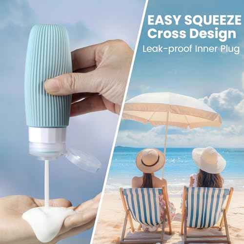 Travel Bottles for Toiletries TSA Approved 3oz Leak Proof Travel Size Toiletries, Travel Essentials with Toiletry Bag for Cosmetic Shampoo Conditioner Lotion