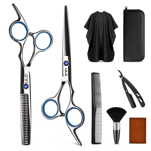 ULG Hair Cutting & Thinning Shears Kit with Razor - Professional Home Grooming Set