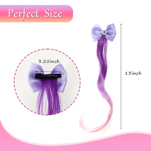 6 Pcs Hair Clips for Girls - 13in Color Extensions Clip Girls, Curly