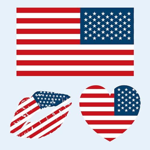 American Flag Tattoos,30 Sheets America USA Temporary Face Stickers,90 Pcs Waterproof Sweat National Flag Removable Fake Tattoos For Men Women Kids(America)