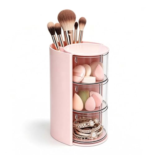 3-Tier Rotatable Hair Accessory Organizer - Clear & Compact