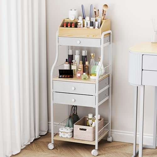 HapiRm Makeup Organizer Cart with Drawers – Vanity Storage for Skincare & Cosmetics