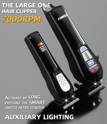 TCMKY Cordless Hair Clippers Set for Men with LCD Display, Black