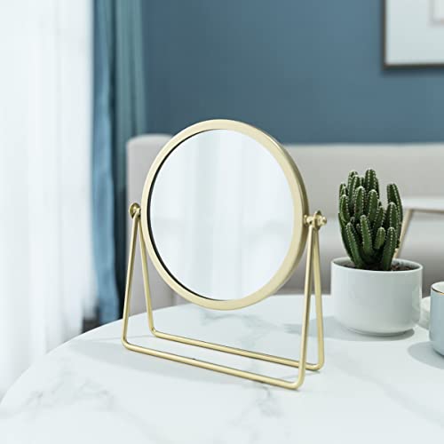 Gold Vintage Makeup Mirror - 6.1 Inch Round Cosmetic Mirror