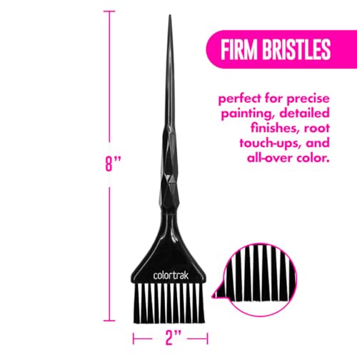 Colortrak Black Diamond Color Brushes, Gem Cut Handles for a Firm Slip-Resistant Hold with Tapered Ends for Sectioning - 1 Firm Brush and 1 Feather Brush