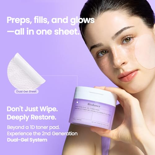 BIODANCE PDRN Caviar Dual Gel Toner Pads - Gentle Exfoliating & Firming Korean Skin Care, 60 Pads