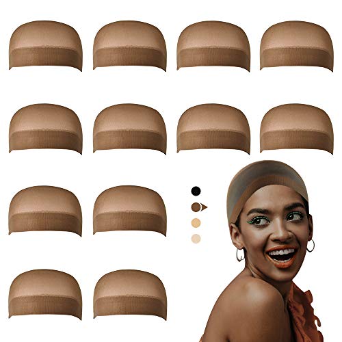 Dreamlover Wig Caps for Women, 12-Pack Brown Stocking Caps