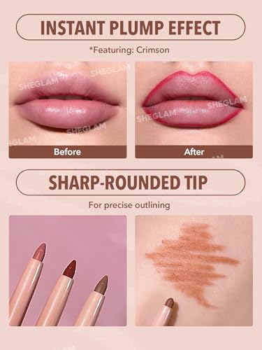SHEGLAM Creamy Matte Lip Liner Pencil - High Pigment, 14 Shades