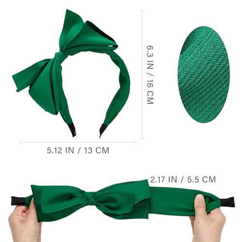 WantGor Bow Headbands for Women, Big Bowknot Hair Hoop Women Knotted Wide Turban Headbands Hair Band Bows (Green, Large)