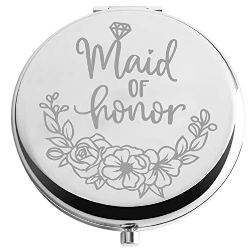 Zuo Bao Wedding Compact Mirror Bridesmaid Gift Maid of Honor Makeup Mirror Wedding Proposal Gift for Bridesmaid Flower Girl (Maid of Honor)