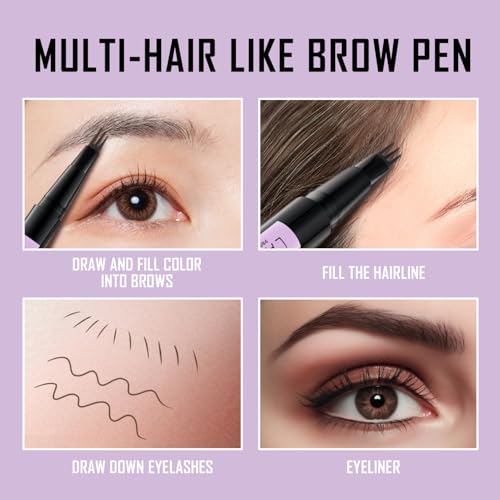 LAVONE 2-In-1 Waterproof Eyebrow Pencil, with 3 Tip Microblading Eyebrow Pen and Ultra-Precise Brow Pencil, Dual-ended Eyebrow Brush - Blonde 01
