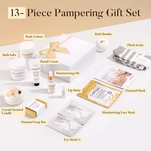 Spa Gift Basket for Women 13-Piece Bath Set Self-Care Kit