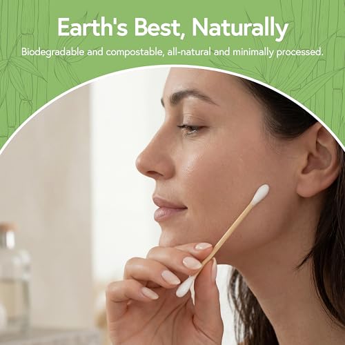 Jenvita 100% Bamboo Cotton Swabs (200 Pack) - Double Tipped Eco Buds