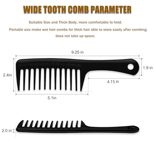 Blue Pink White Black 4PCS Wide Tooth Comb Set for Curly Wet & Long Hair