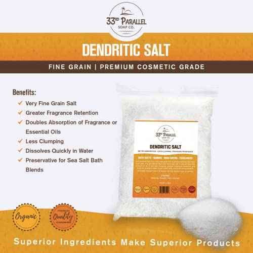 DENDRITIC Salt (1 lbs / 16 oz) Premium Fine Grain for Bath Salts, Scrubs, Exfoliants, Milk Baths & More | Sizes 1 to 5 LBS | (1 Pound)